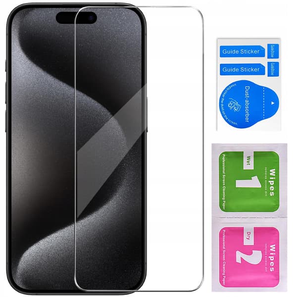 Etui til iPhone 15 Pro STØDBAR CLEAR Etui PLECKI + 9H Glas