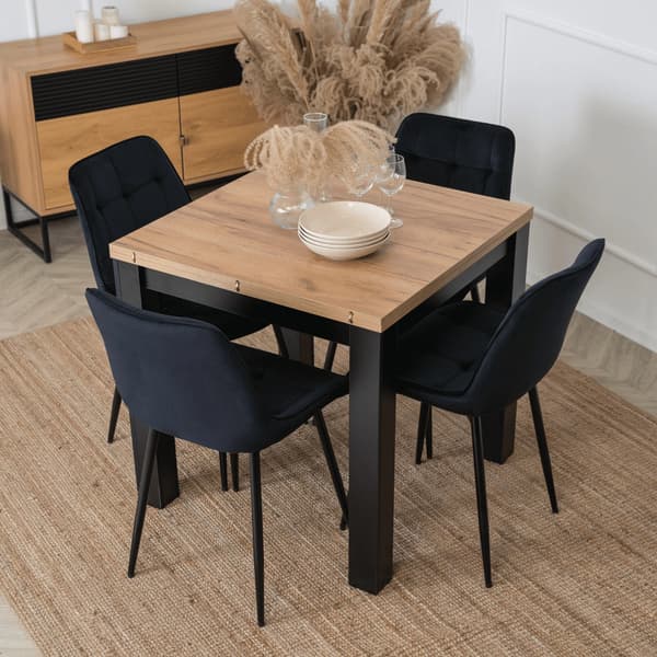 CHRIS Polstret Spisestol Sort Velour Moderne Loft