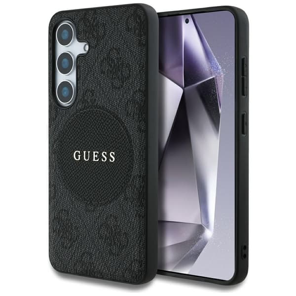Guess 4G Round Patch Classic Logo MagSafe-etui til Samsung Galaxy S25, sort