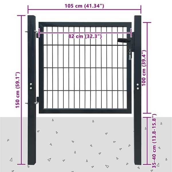 vidaXL Antracit stålgrind 100x100 cm