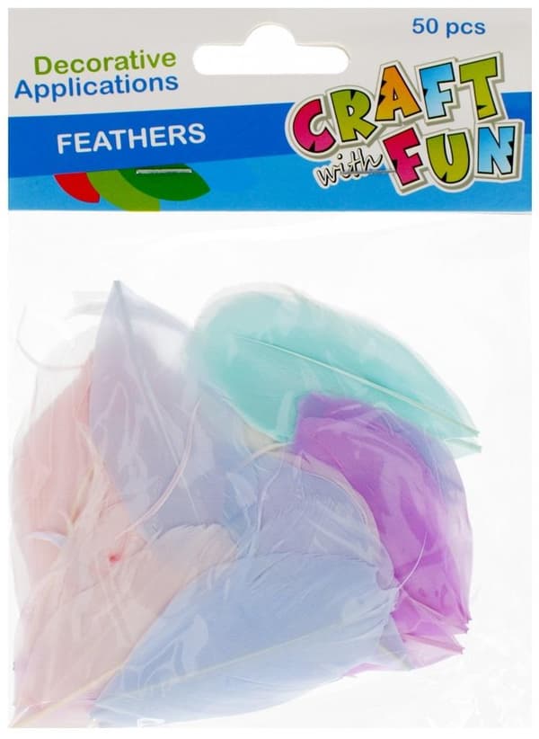 Fjer 4-5 cm pastel 50 stk.