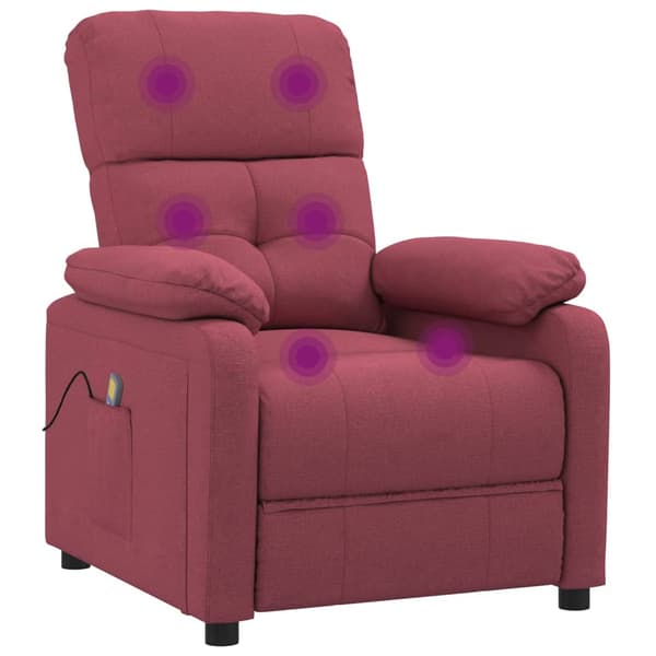 vidaXL massagestol vinrød stof