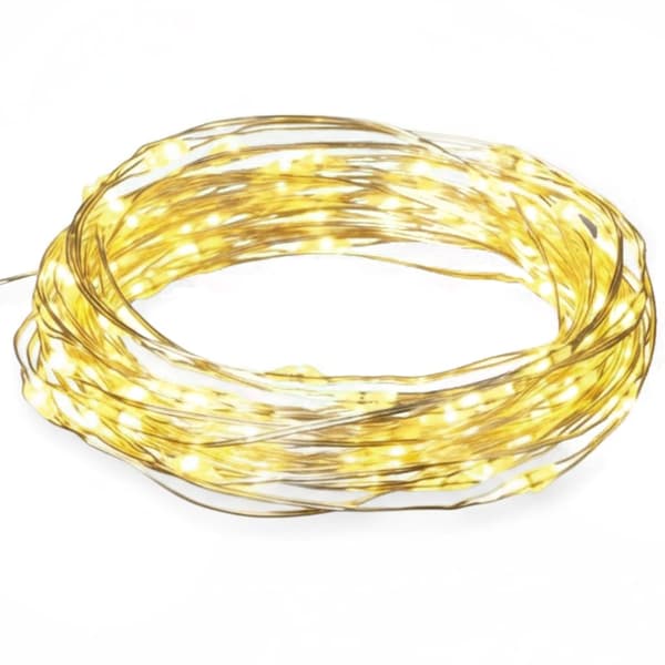 10 LED-lamper, mikrotrådlamper, batteridrevne, varme hvide lys