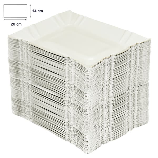 Engangs rektangulær papirbakke 14 x 20 cm 250 stk.