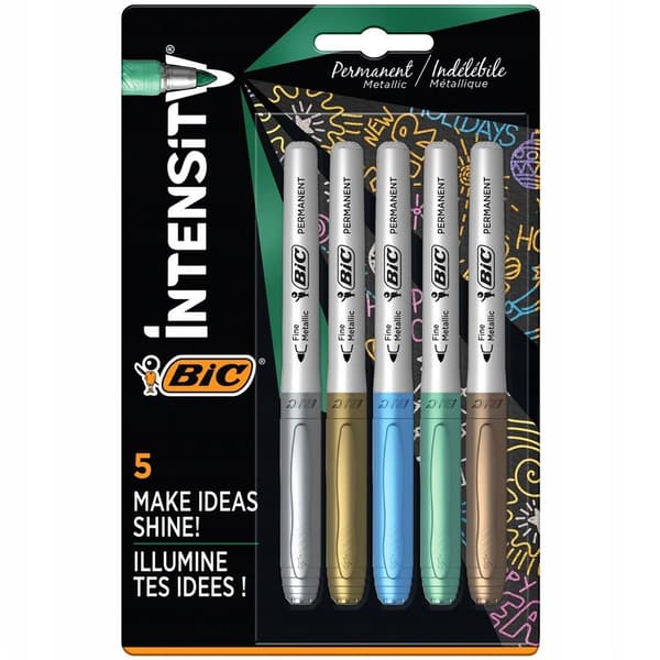 Markeringstusch metallisk blæk 5 farver BIC