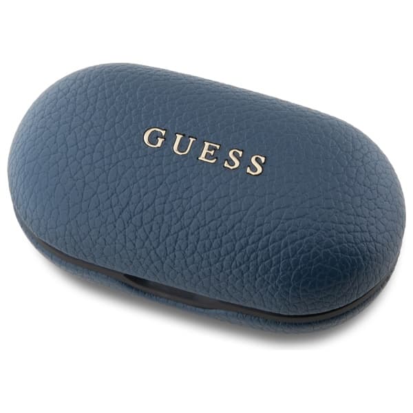 Guess TWS Bluetooth Grained Classic Logo Hovedtelefoner + Dockingstation, Blå
