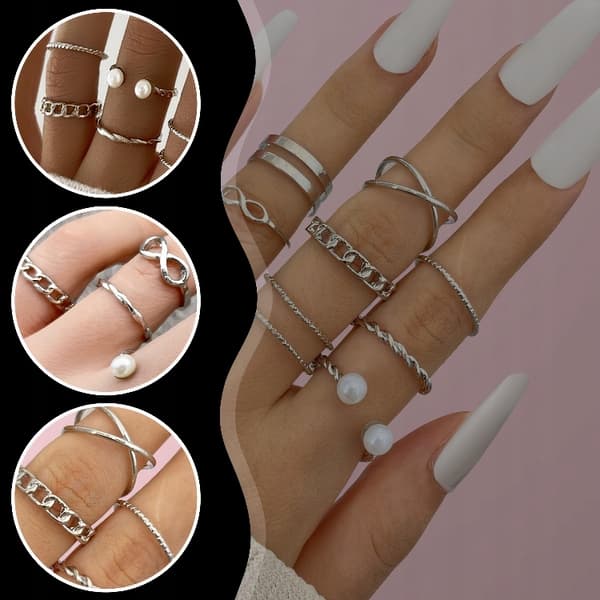 silverringset med silverringar moderiktiga ringset