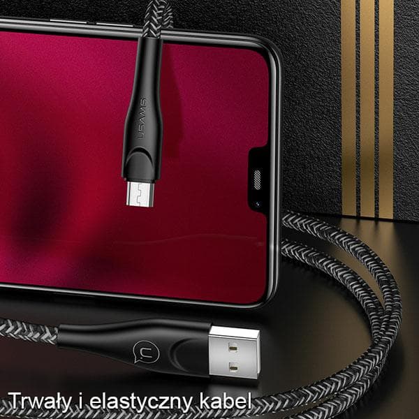 USAMS Punottu U41 USB-A - MicroUSB -kaapeli 1m 2A Punainen