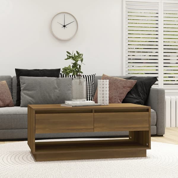 vidaXL sofabord brunt egetræ 102,5x55x44 cm