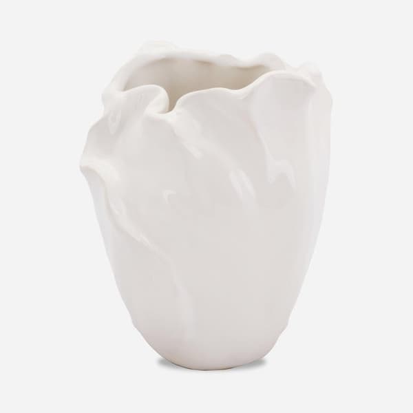 White Beauty keramikvas blombladsform vit