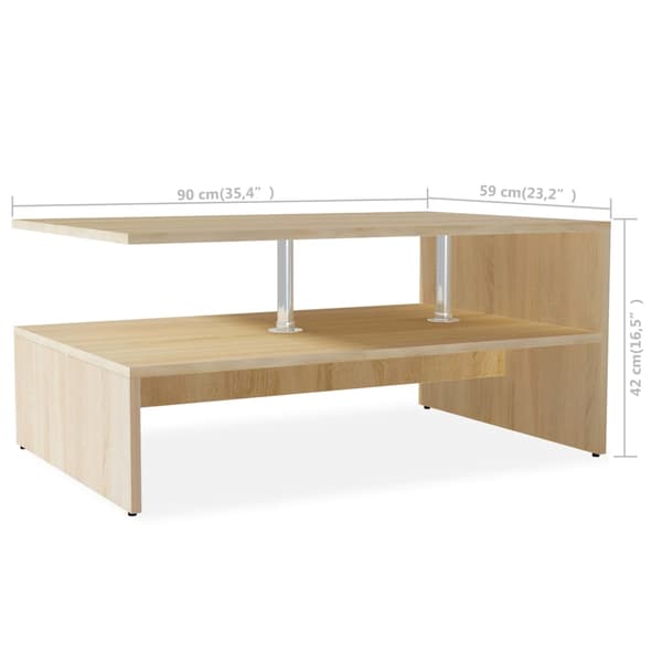 vidaXL sofabord 90x59x42 cm træbaseret materiale, egetræsfarve