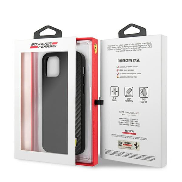 Ferrari On Track Carbon Stripe-cover til iPhone 12 mini, sort