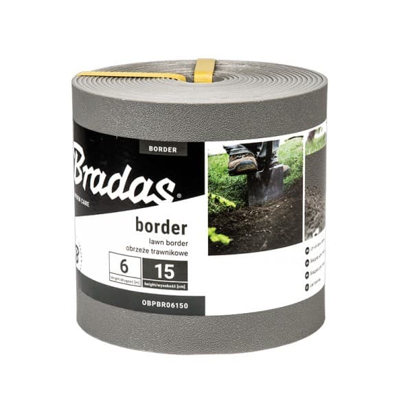 BORDER græskant lige 6m/15cm grå Bradas 7576