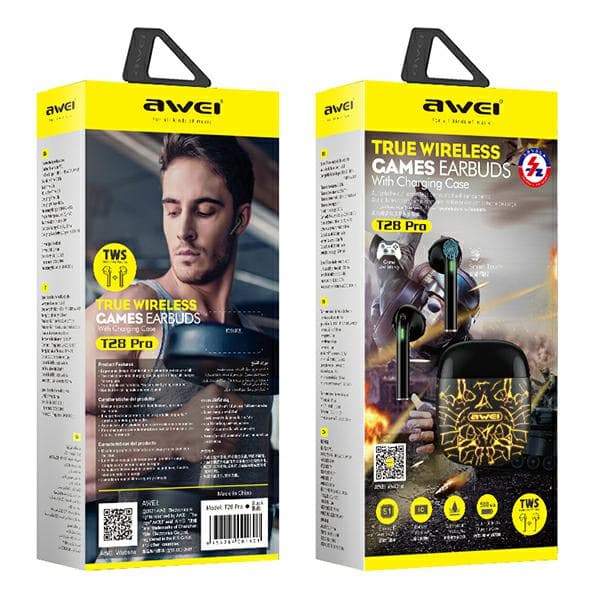 AWEI Bluetooth 5.0 T28 Pro TWS Høretelefoner + Dockingstation Sort