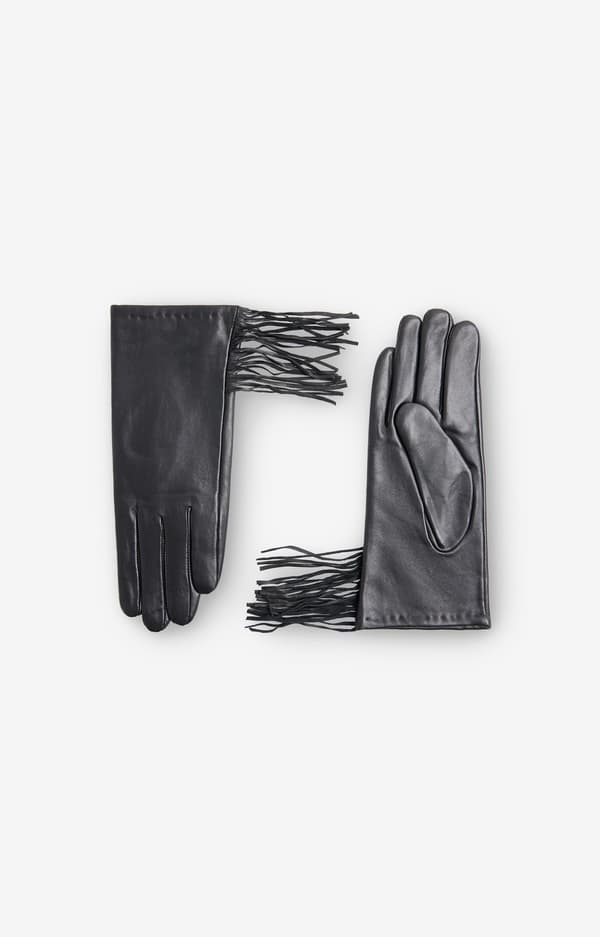 Läderhandskar med fransar L/XL