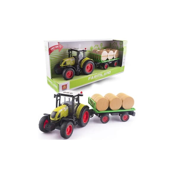 Traktor med høballevogn, lys og lyd
