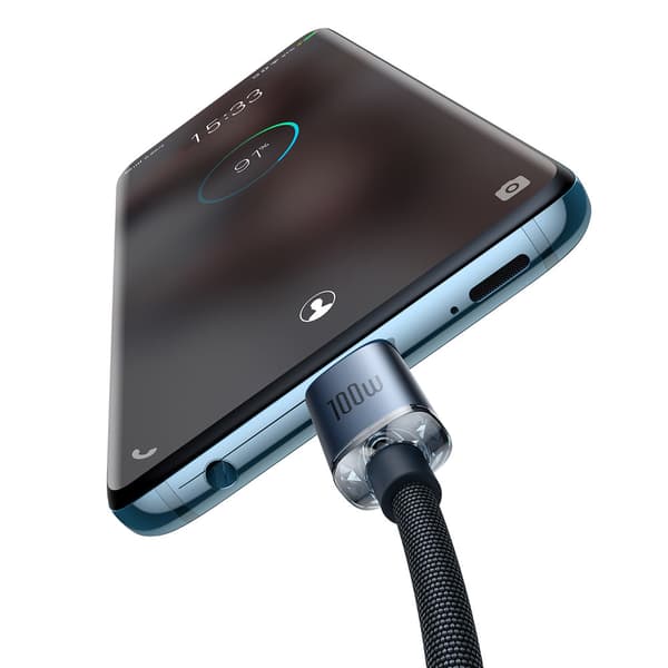 Kabel til hurtig opladning og dataoverførsel USB-C USB-C 100W 1,2m sort