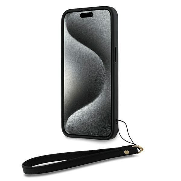 DKNY Wrist Strap Stock Logo-cover til iPhone 14 Pro, sort