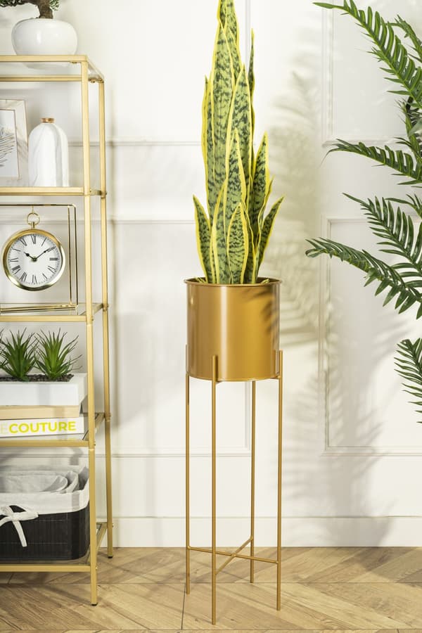 Blomstativ med lock 75 cm guld