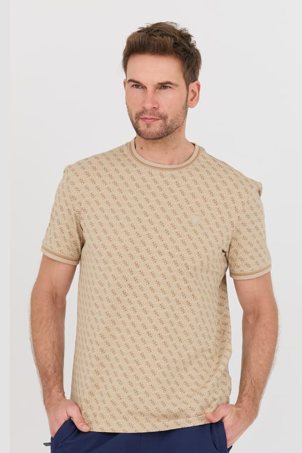 Guess Beige Herre T-shirt Marshall M