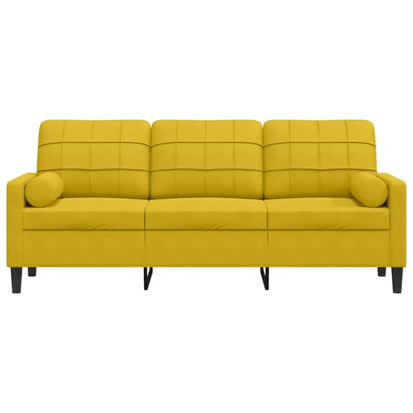 vidaXL 3-sitssoffa med kuddar, gul, 180 cm, sammet