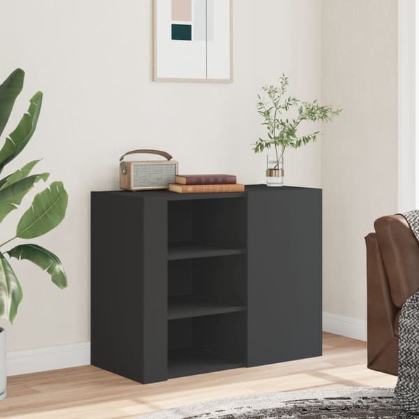 vidaXL vægskab sort 75x35x60 cm træbaseret materiale