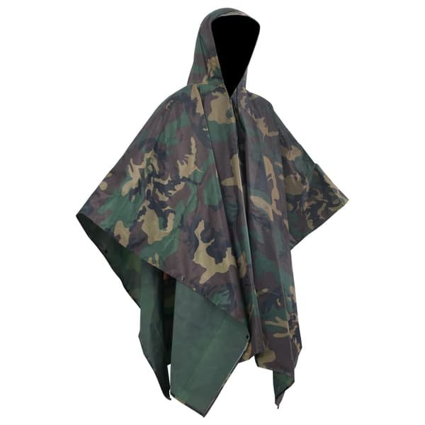 Vandtæt regnponcho til camping, camouflage