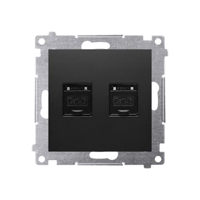 Simon 54 Dubbel RJ45 Internet Datoruttag Mattsvart