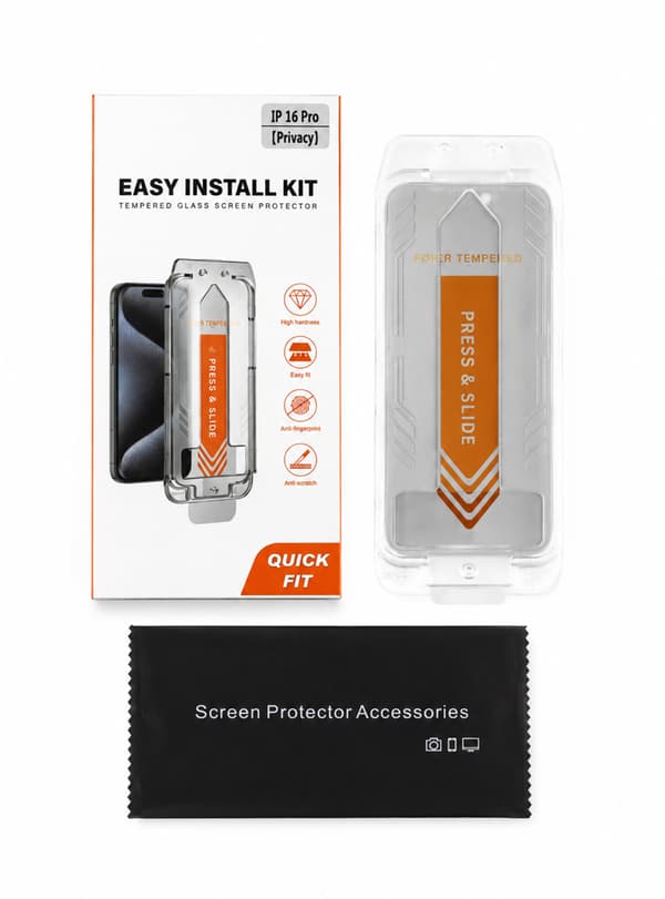 Privacy Glass med applikator til iPhone 16 Pro / 17 Pro