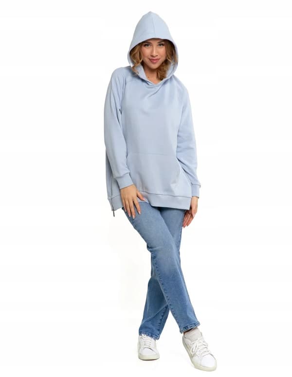 Damesweatshirt med hætte Bomuld Moderigtig Oversize Blød MORAJ S BLÅ