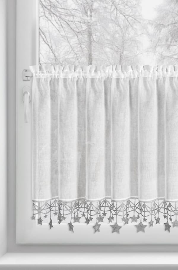 Julekrans 60x150 cm hvid med sølvstjerner