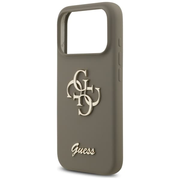 Guess Silikone Big 4G Script-cover til iPhone 17 Pro, brunt