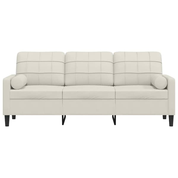 vidaXL 3-sitssoffa med kuddar, krämfärgad, 180 cm, sammet