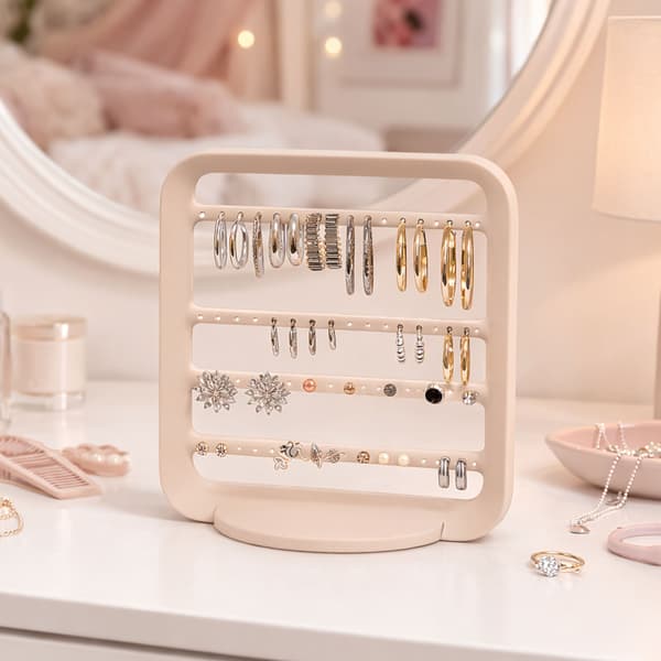 Beige örhängesställ smyckesorganisatör display