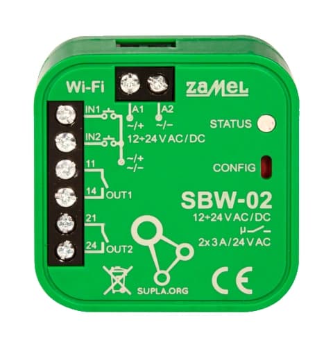 2-kanals Wi-Fi Gate Controller SUPLA NICE HORMANN FAAC