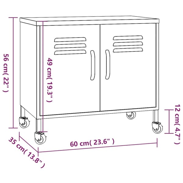 vidaXL skab, sort, 60x35x56 cm, stål