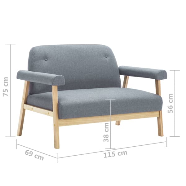 vidaXL 2-personers stofsofa, lysegrå