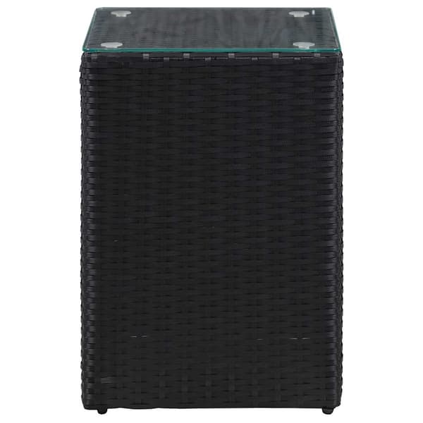 vidaXL sideborde, sæt med 3, glasplader, sort, polyrattan