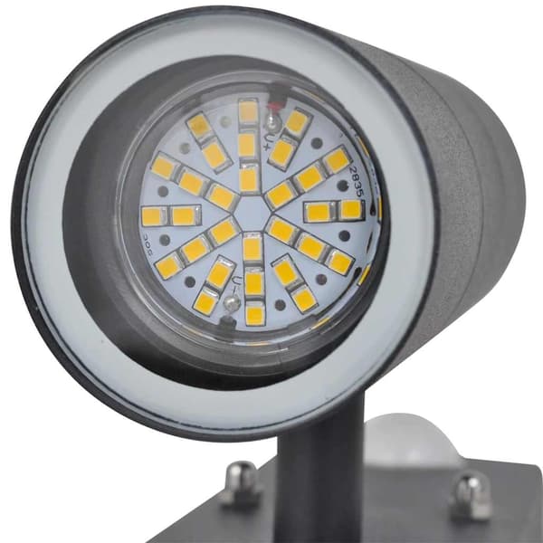 Cylindrisk LED-væglampe med sensor, rustfrit stål, sort