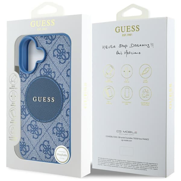 Guess 4G Circle Classic Logo-etui til MagSafe til iPhone 16, blå