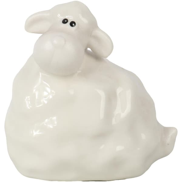 Keramik påskelam figur, hvid
