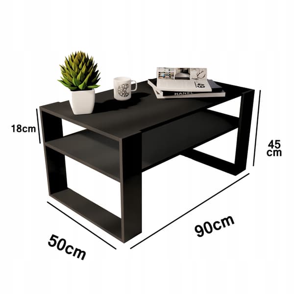 Sofabord i egetræ 90x50cm loft retro sofabord