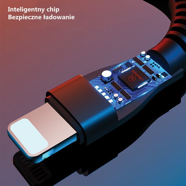 USAMS Flätad U33 USB-A till Lightning-kabel 1,2 m 2A Blå