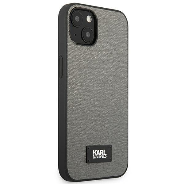 Karl Lagerfeld Saffiano Plaque-cover til iPhone 13 mini, sølv
