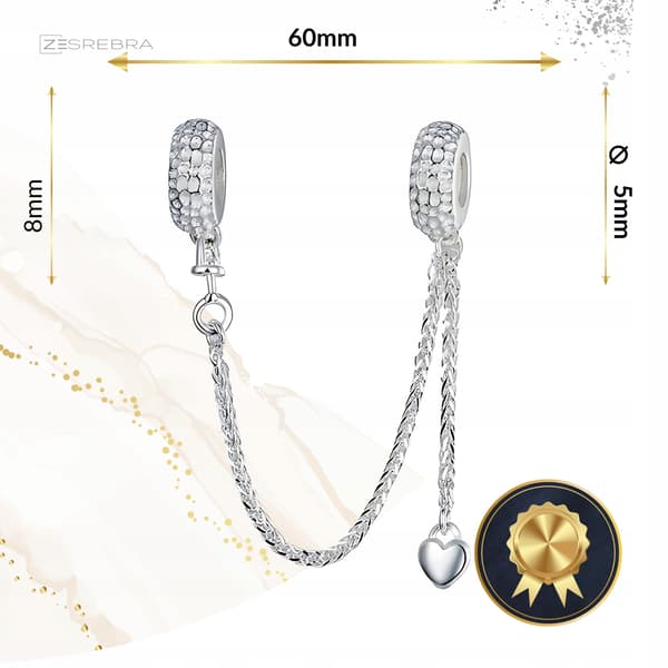 Berlockkedja säkerhet silver 925 silver zirkoner berlocker pr 925
