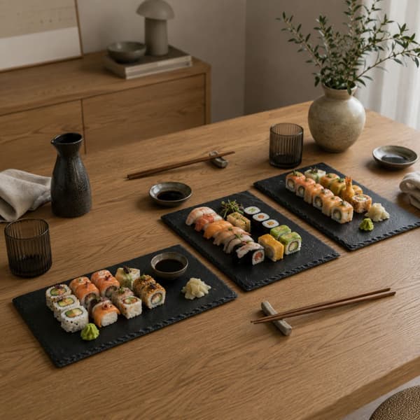 Set med 6 skiffertallrikar 18x30 cm