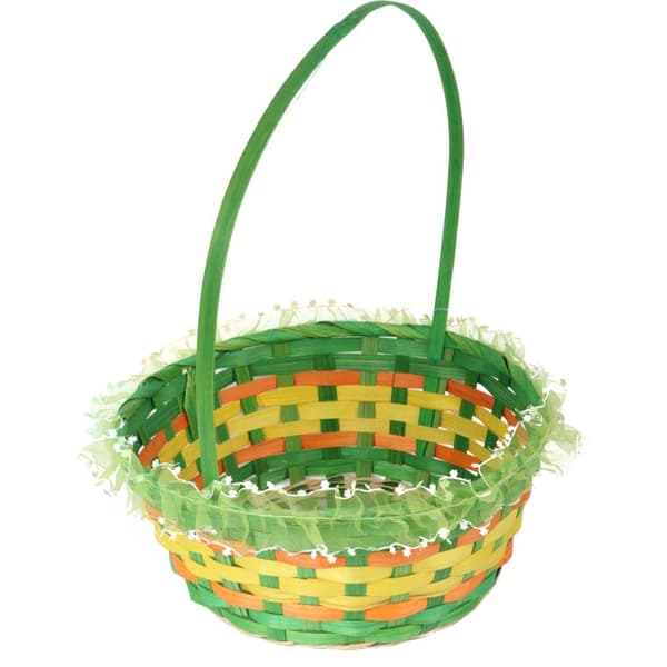 Påskkorg med volang för påskdekoration, diameter 24 cm