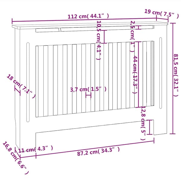 vidaXL Vitt MDF-elementskydd 112 cm