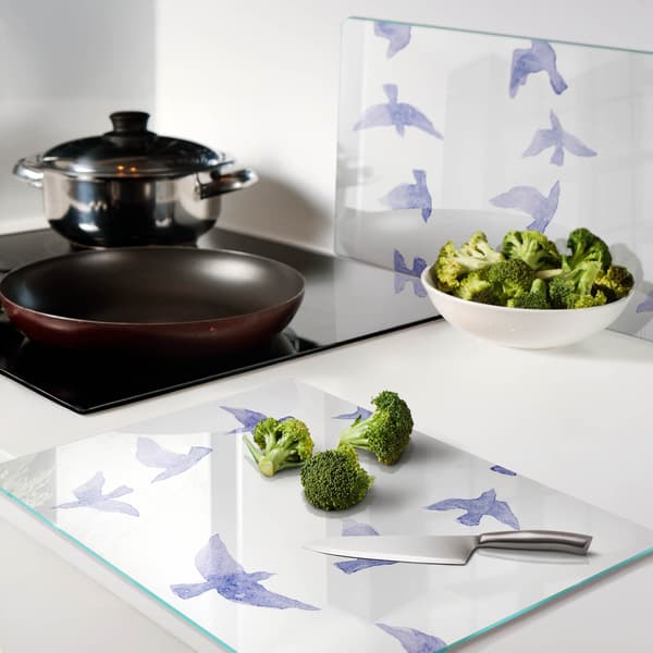 Dekorative serveringsbrætter i glas, svaleformet, til snacks, 2x40x52 cm