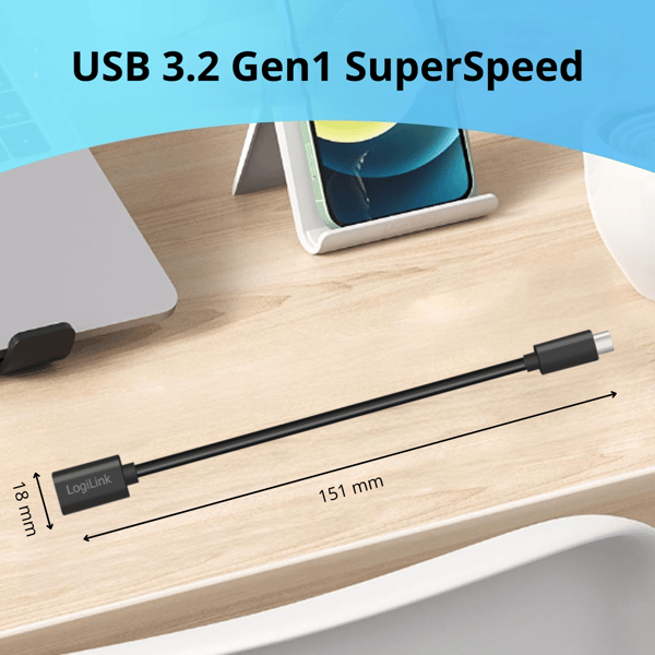 LogiLink USB-C til USB-A adapter - 5 Gbit/s, til smartphones, tablets, bærbare computere